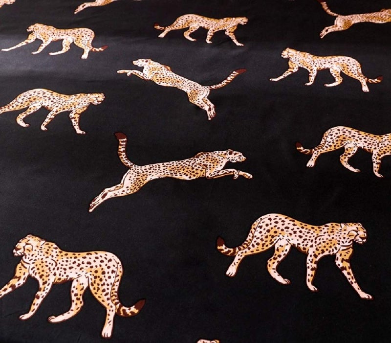 NATURETY Bedding Fitted Sheet with Deep Pocket Mattress Cover Sheets Leo Animals Printed Fabric Bed Sheets (Black Gold  Full) - Image 4